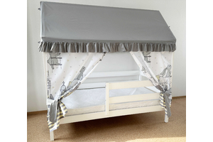 Крыша и шторы для кроватки домика ТД-34