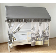Крыша и шторы для кроватки домика ТД-34