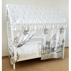 Крыша и шторы для кроватки домика ТД-40