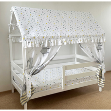 Крыша и шторы для кроватки домика ТД-40